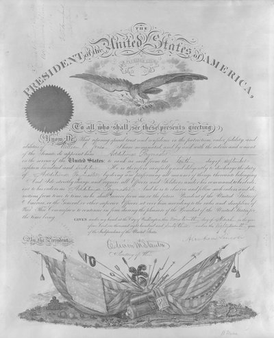 Utnevner Jones som ekstra lønningsmester i USAs tjeneste av Edwin M. Stanton